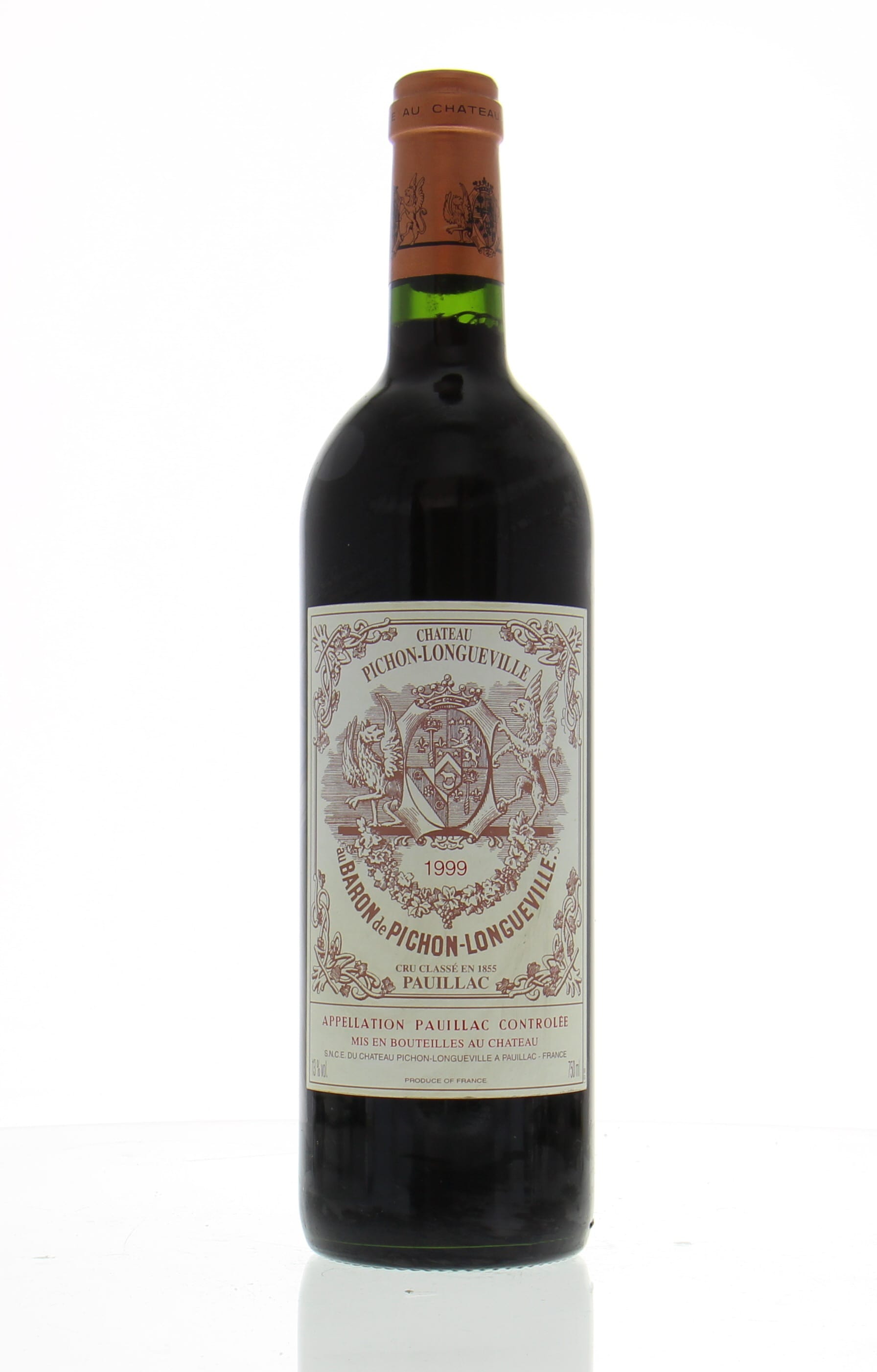 1999 CHATEAU PICHON-LONGUEVILLE AU BARON DE PICHON-LONGUEVILLE PAUILLAC, STAINED LABEL image