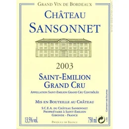 2003 Chateau Sansonnet Saint-Emilion Grand Cru image