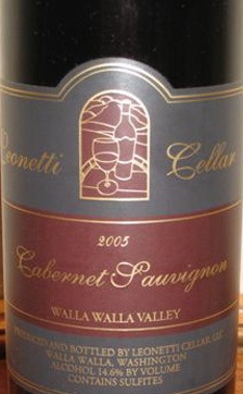 2005 Leonetti Cellar Cabernet Sauvignon Walla Walla Valley - click image for full description