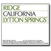 2021 Ridge Vineyards Lytton Springs Dry Creek Valley - click image for full description