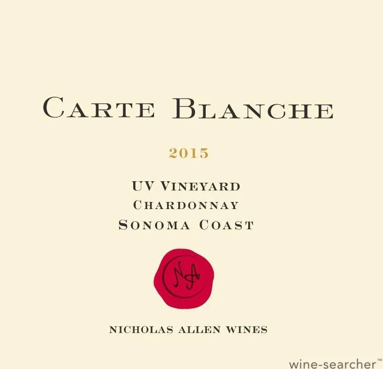 2015 Carte Blanche Chardonnay UV Vineyard Sonoma Coast - click image for full description