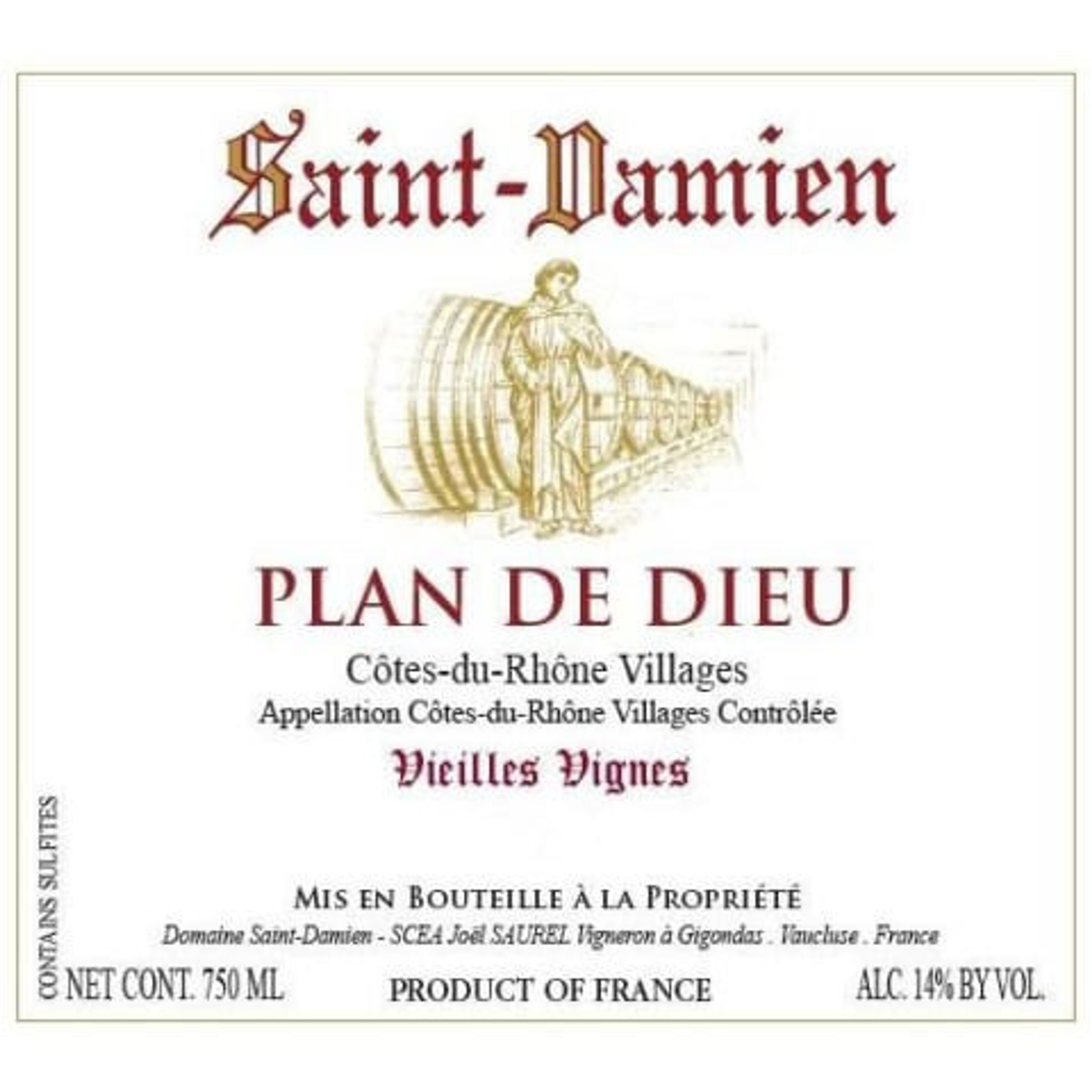 2021 Domaine Saint Damien Cotes du Rhone Villages Plan de Dieu Vieilles Vignes - click image for full description