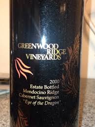 2000 Greenwood Ridge Vineyards Eye of the Dragon Cabernet Sauvignon Mendocino Ridge - click image for full description