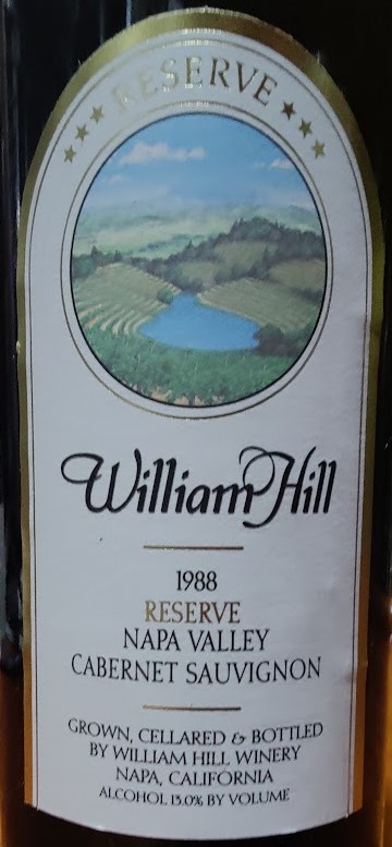 1988 William Hill Estate Winery Reserve Cabernet Sauvignon, Napa Valley, USA - click image for full description
