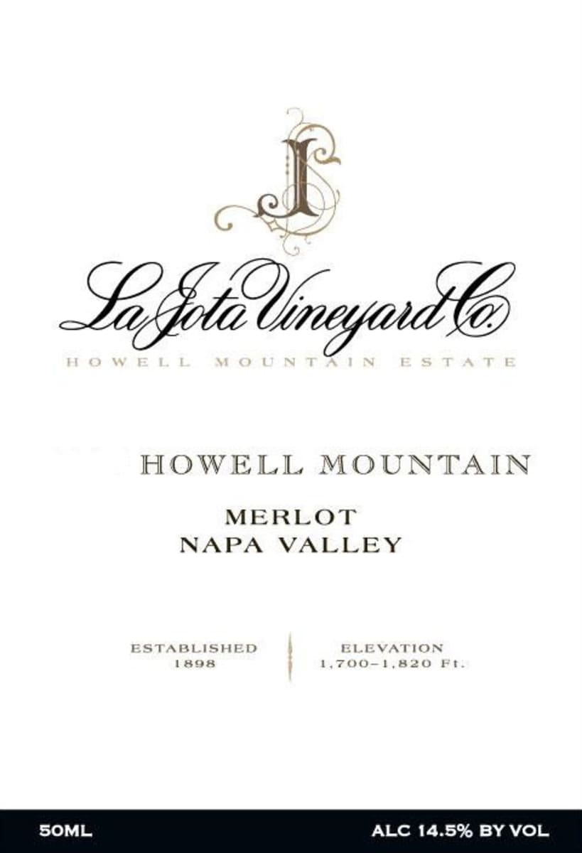2018 La Jota Merlot Howell Mountain Napa - click image for full description