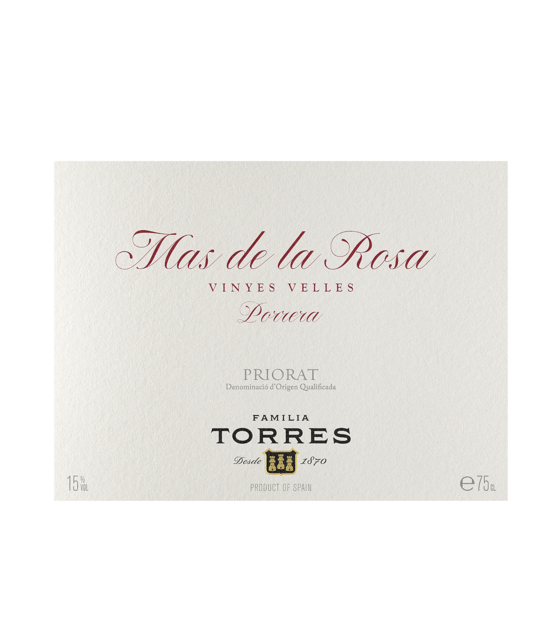 2020 Torres 'Mas de la Rosa' Vinyes Velles Priorat DOCa - click image for full description