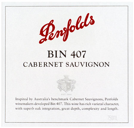 2020 Penfolds Bin 407 Cabernet Sauvignon South Australia - click image for full description