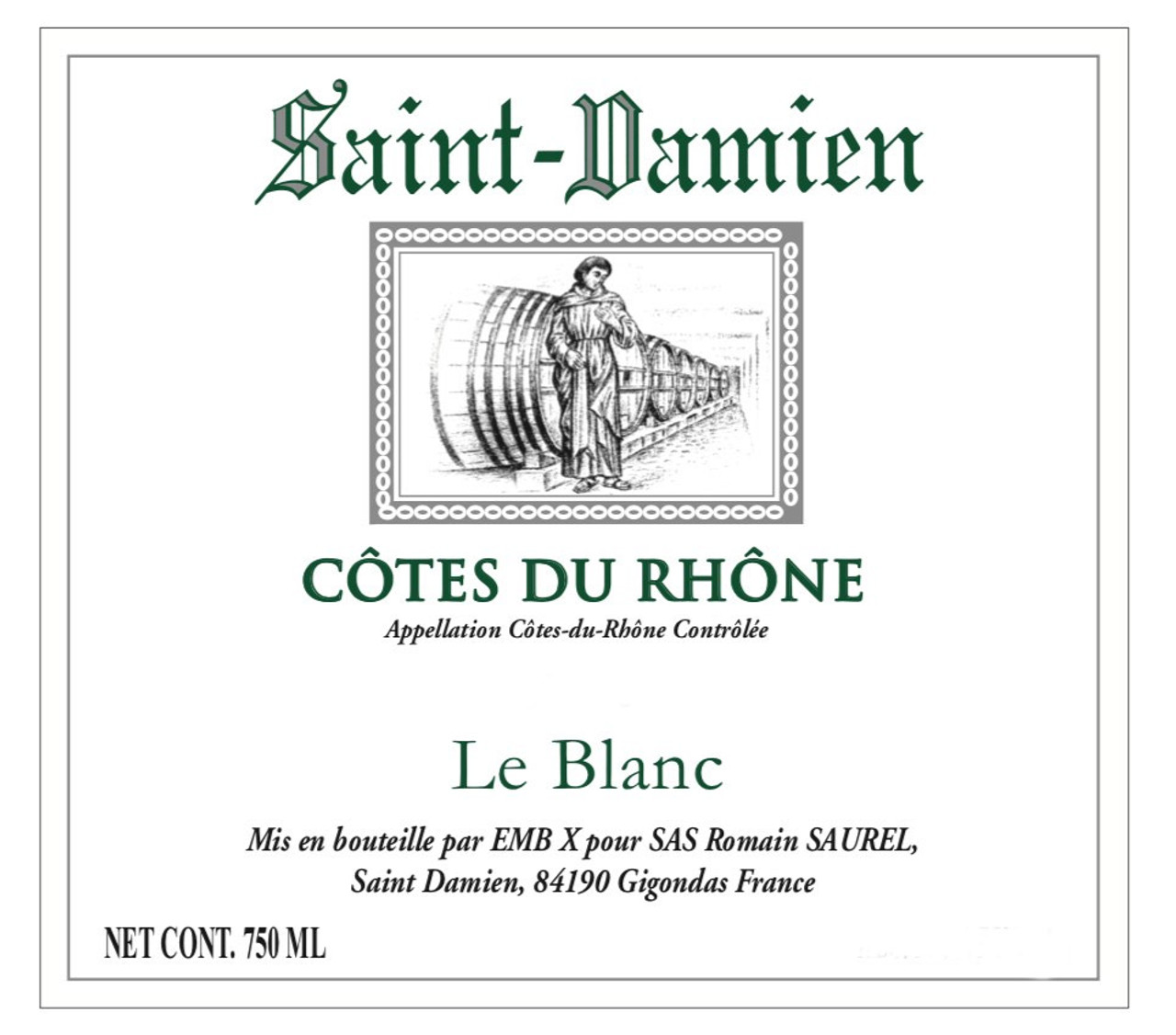 2022 Domaine Saint Damien Cotes du Rhone Le Blanc - click image for full description