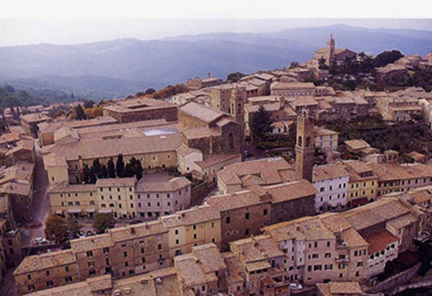 A high angle view of a town  Description automatically generated