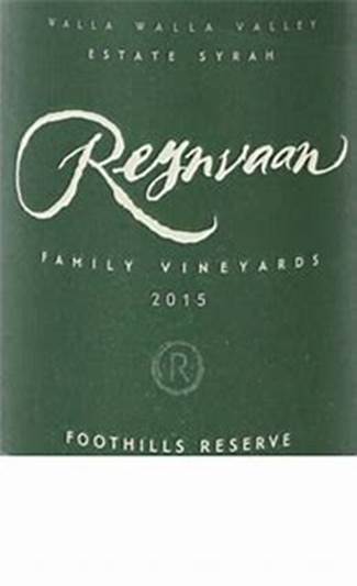 Image result for 2017 REYNVAAN SYRAH FOOTHILLS RESERVE WALLA WALLA