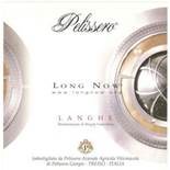 A white and gold label with a circular design  Description automatically generated