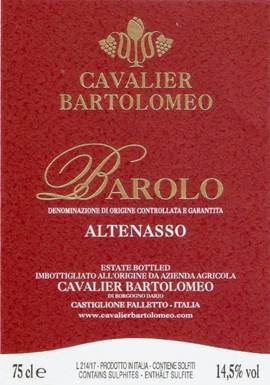 Cavalier Bartolomeo Barolo Altenasso 2015 | Wine.com