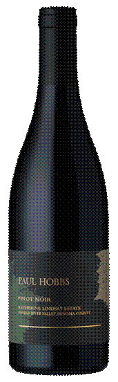A bottle of wine with a black background  Description automatically generated