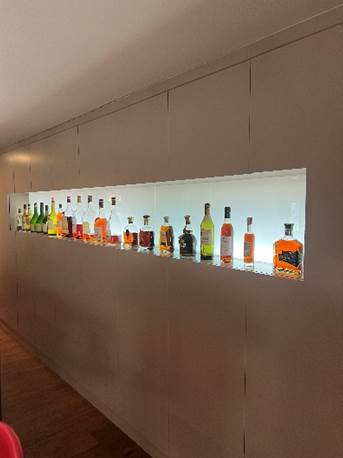 A row of bottles on a shelf  Description automatically generated