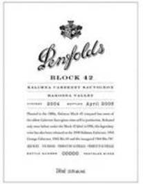 1996 Penfolds Cabernet Sauvignon Block 42 Kalimna Southeast Australia image